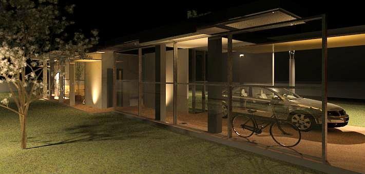 Night view external input rectangular house