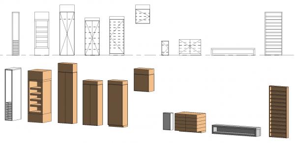 Cupboard 2+ symmetric shelves - fully parametric