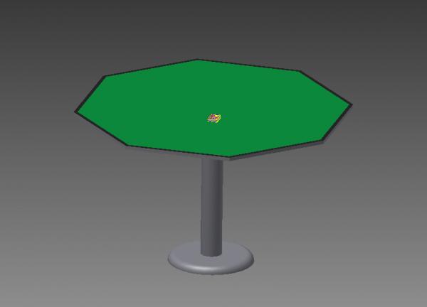 6ft wide octagonal card table with deck of cards