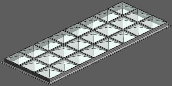 Multiple Pyramid Skylights in a Common Frame
