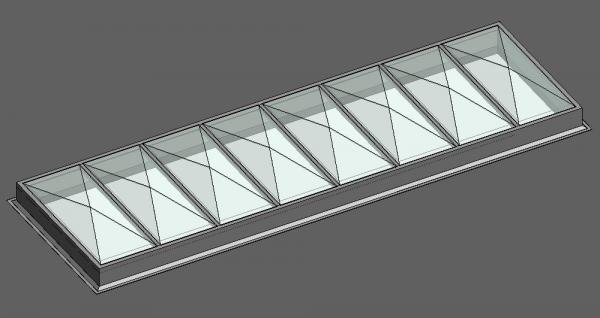 Multiple Pyramid Skylights in a Common Frame 1x any amount of units