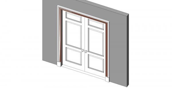 3 Raised Panels Double Doors w/. 2 casings and Plinth Block and knob handle