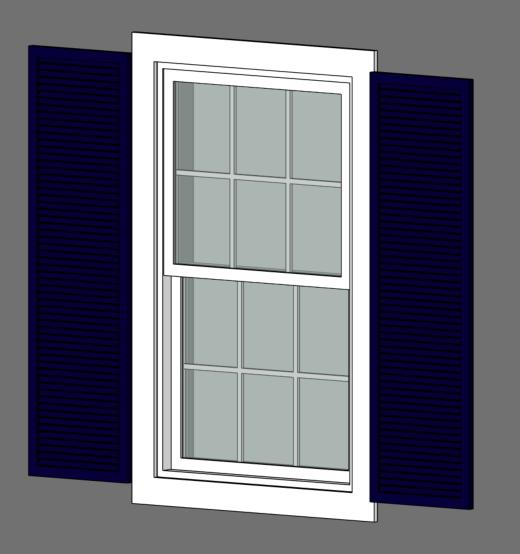 Double Hung Window with Shutters