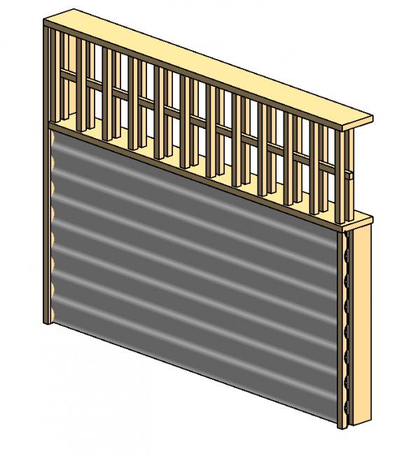Fence - Corrugated Steel w/ Wood Top