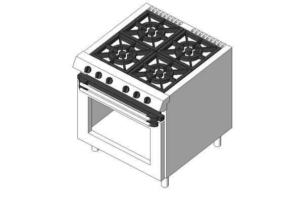 Generic 4 burner stove with grill & oven under