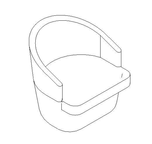 3D Chair - simple rounded back, modern