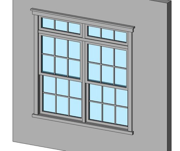 Double - Double Hung w Transom - Grid - 5 Piece Trim