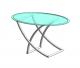 Coffee Table - 2'x2' Oval Glass + Arc Chrome Legs