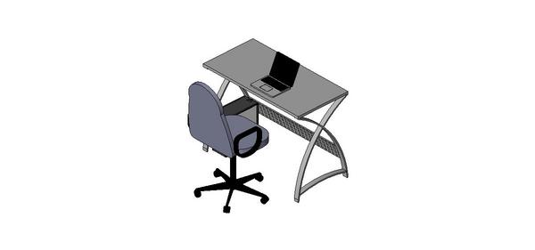 Computer desk with laptop and chair