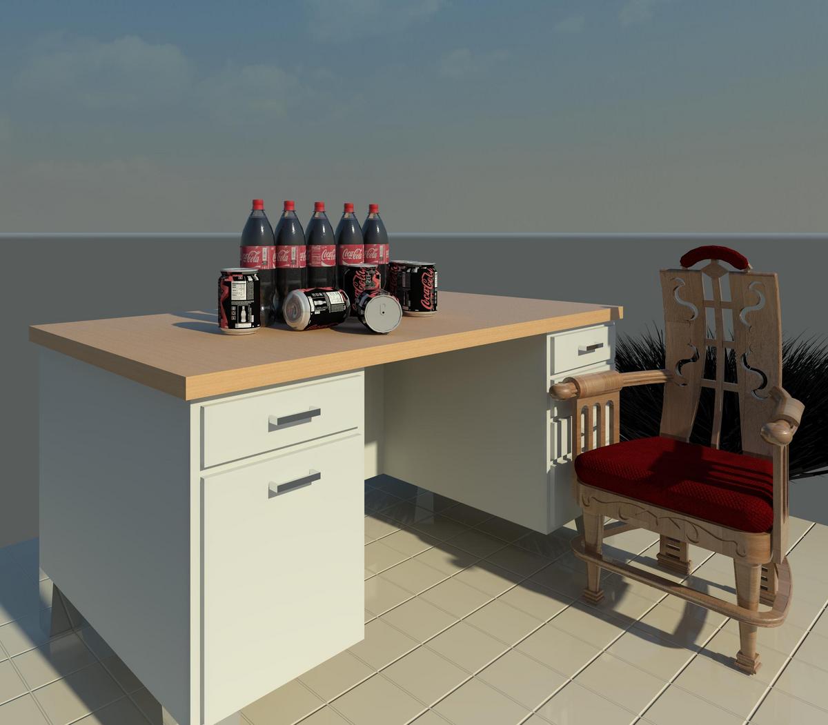 coke in a desk