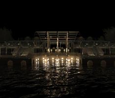 water front terrace night view