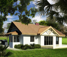 House with tiles roof