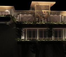 ridge house cliff side facade