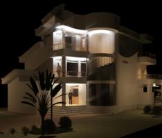 Fachada frontal noche