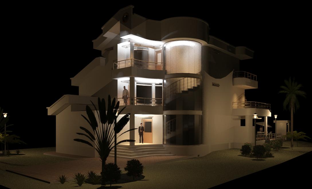 Fachada frontal noche
