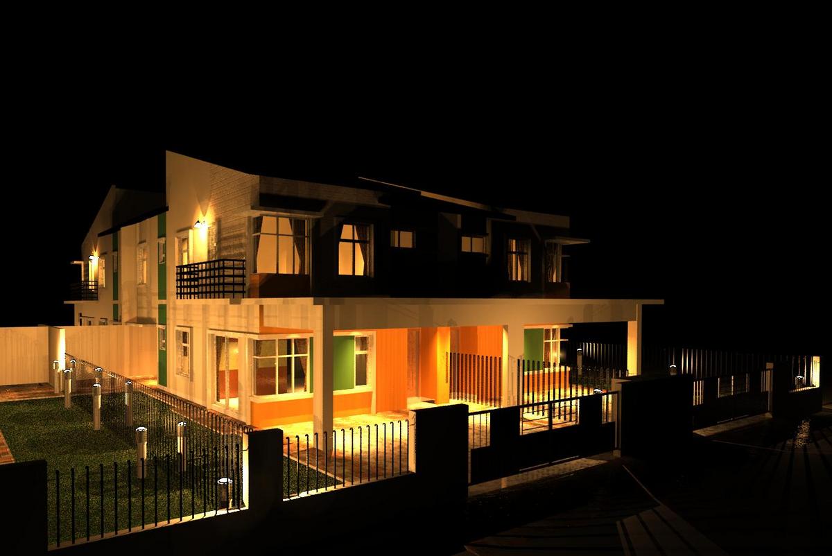 Semi-D House night view