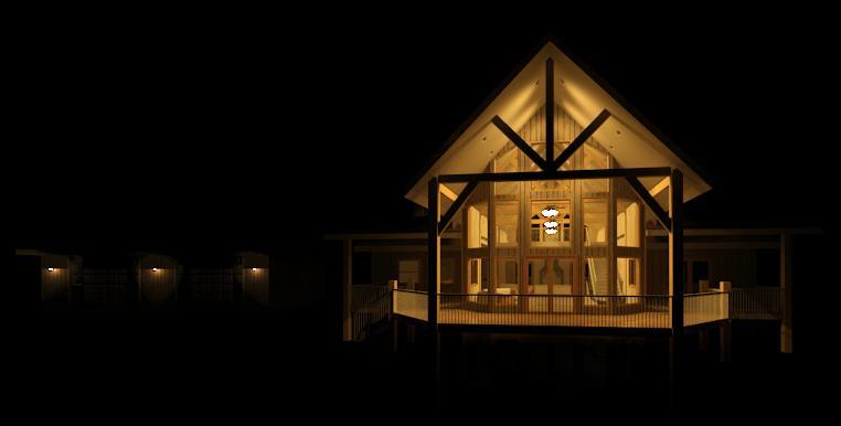 NIGHT TIME VIEW OF CABIN