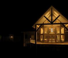 NIGHT TIME VIEW OF CABIN