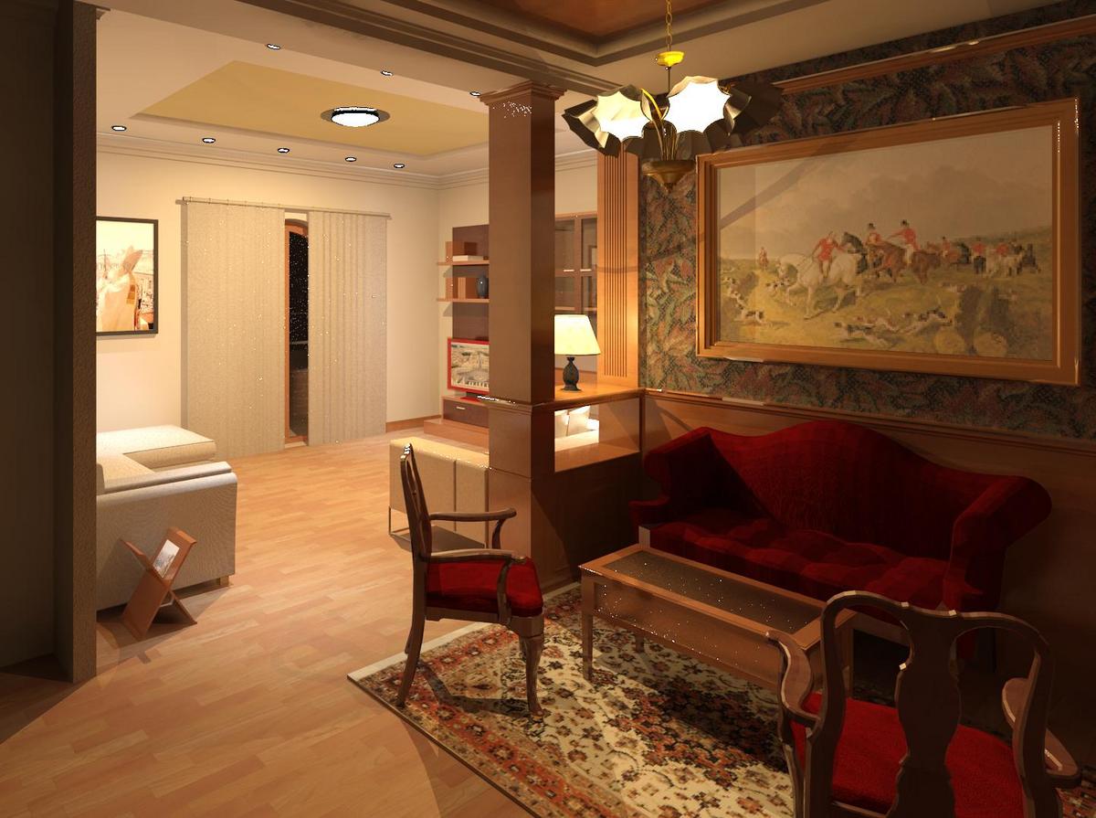 Soggiorno con angolo in stile