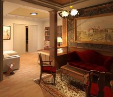 Soggiorno con angolo in stile