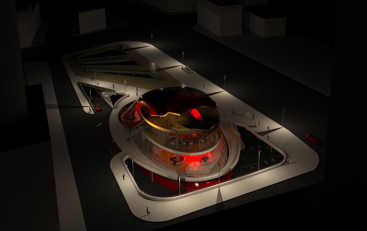 Dance club in Vilnius: night view