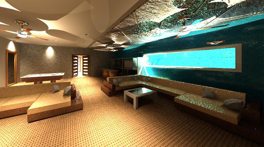 Entertainment Rm/ Basement/ Looking into Pool