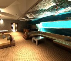 Entertainment Rm/ Basement/ Looking into Pool