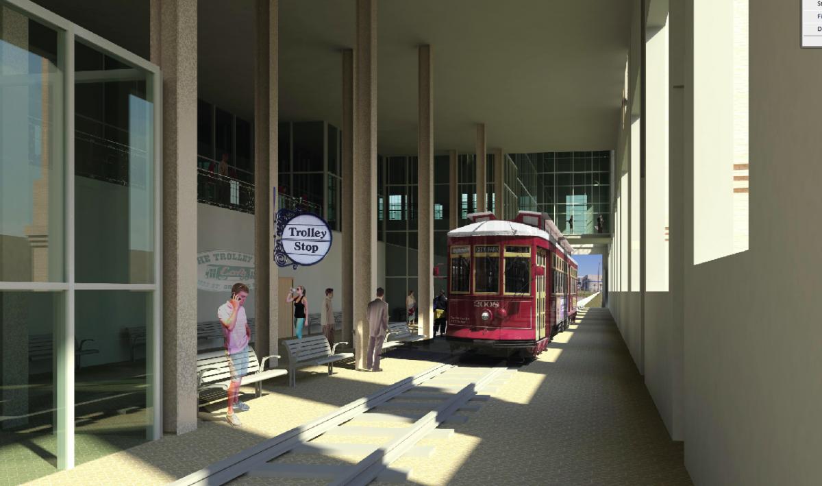 Trolley stop inside Power Plant