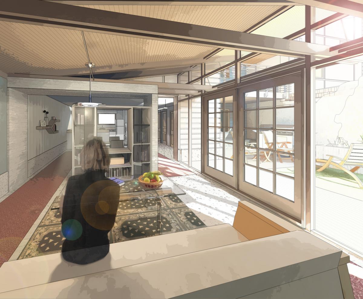 L-Shaped Row House Interior