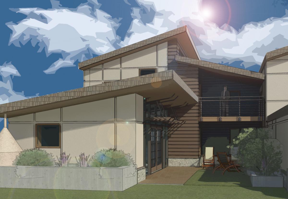 L Type Rowhouse Backyard