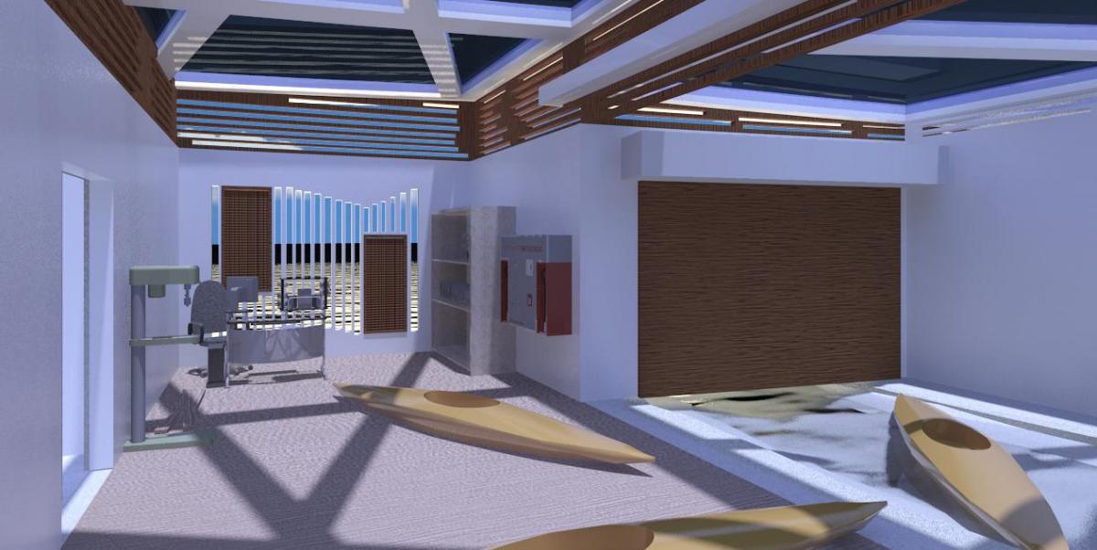 cuarto de taller de kayaks