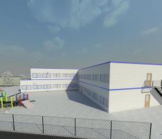 Left view temporary school Hulsberg