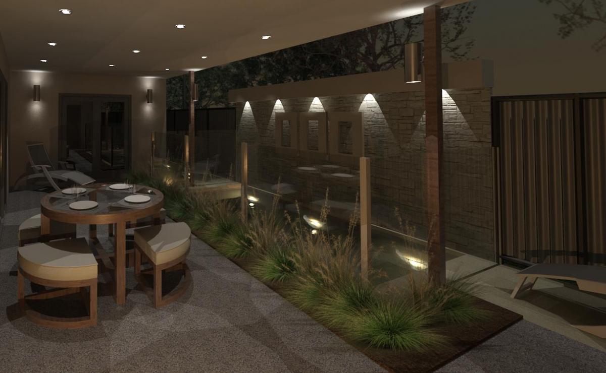 Pool Side Night Scene