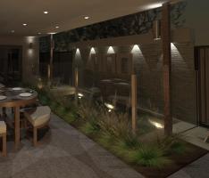 Pool Side Night Scene