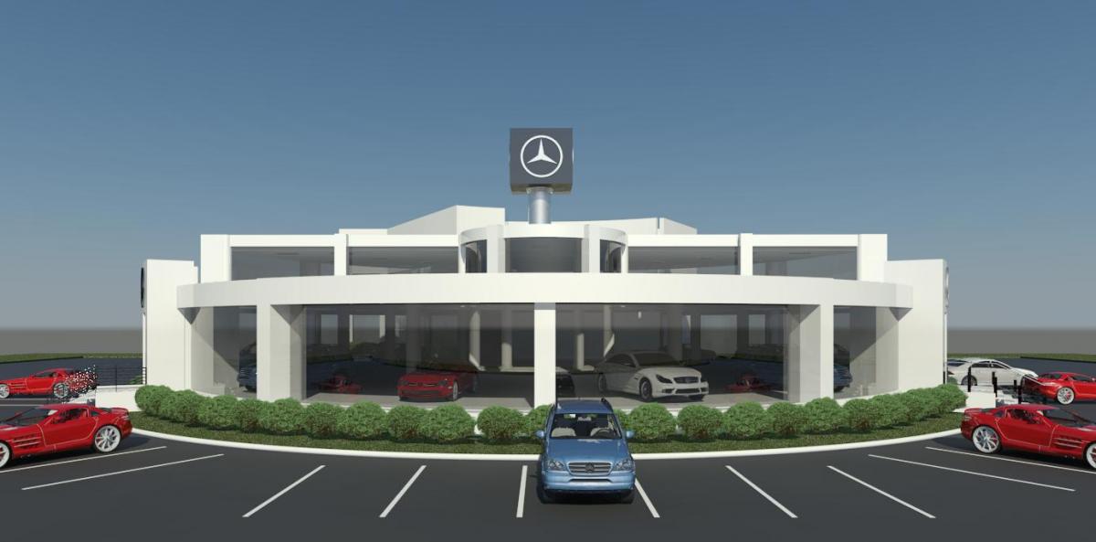 merc benz dealership (front approach)