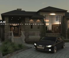 Front of split-level house.