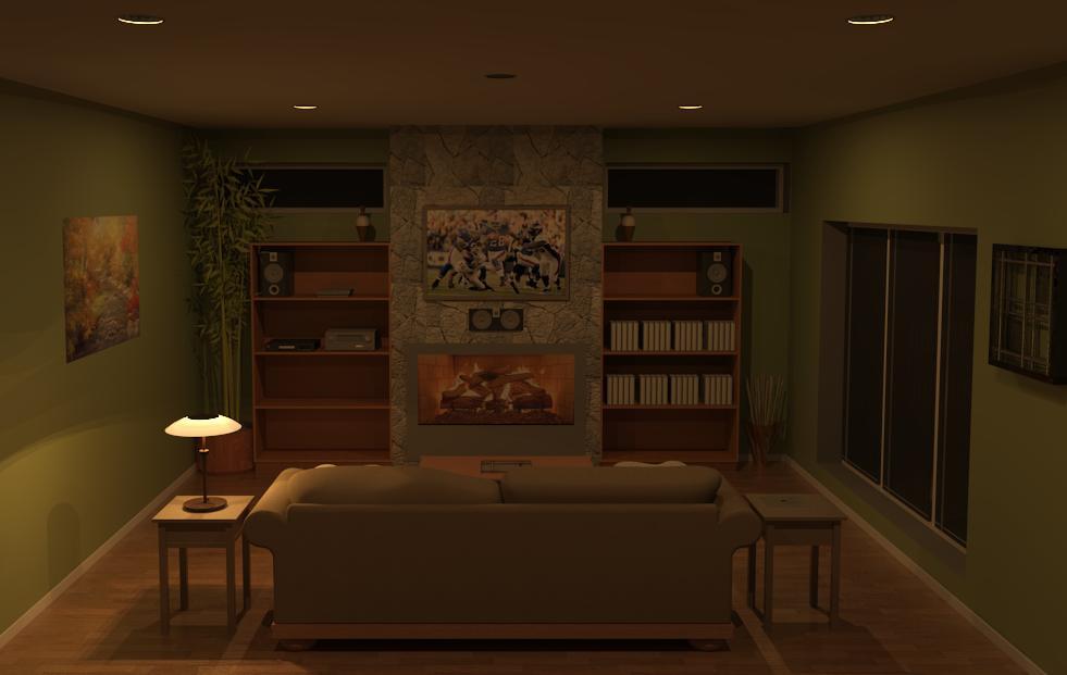 Family Room Night Rendering