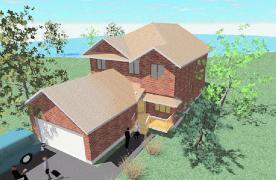 Birds eye view brick of house at the beach