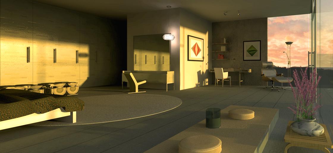 CROSS house/Master Bedroom/sunset