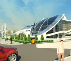 The administrative and exhibition building