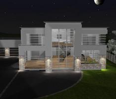 lakefront house night