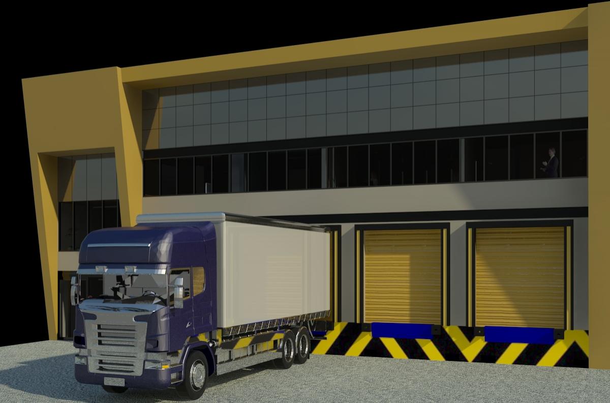 Fachada de una Bodega con Oficinas