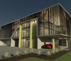 exterior perspective office building