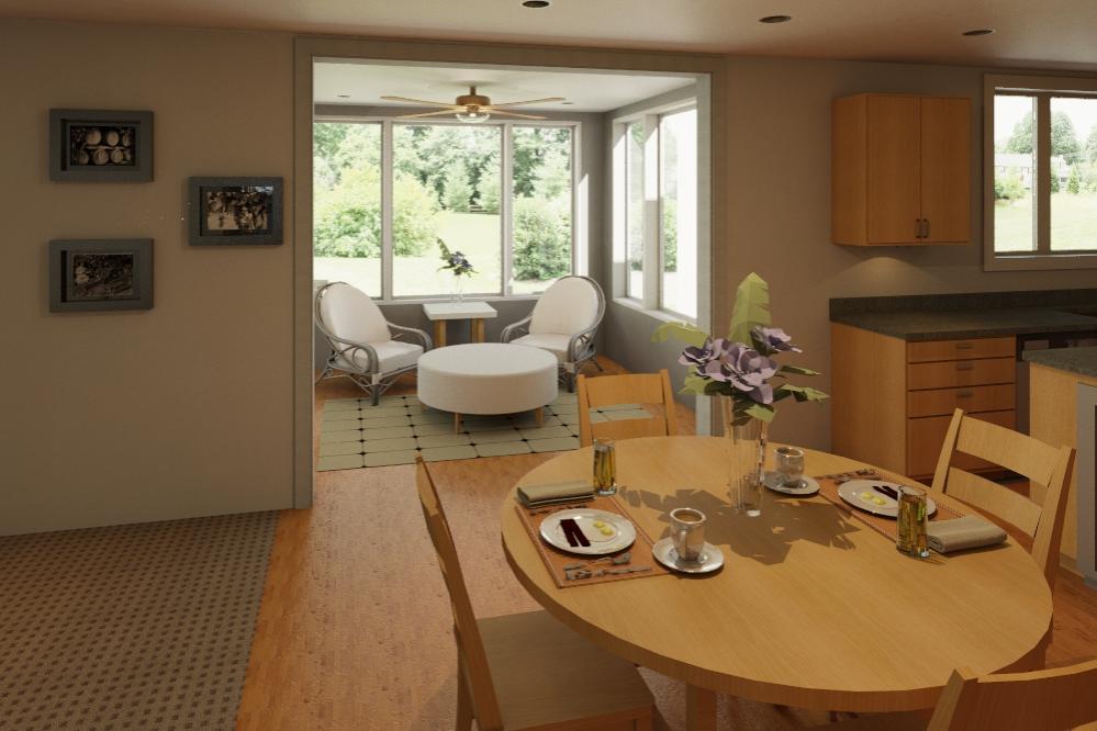 kitchen dining to sunroom-1