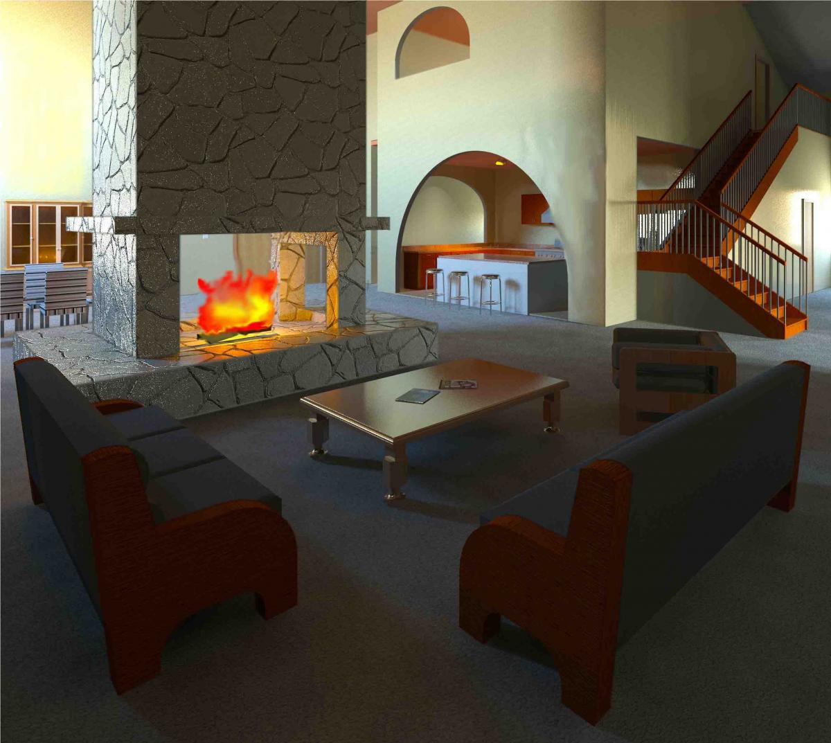 Living Room of wood house