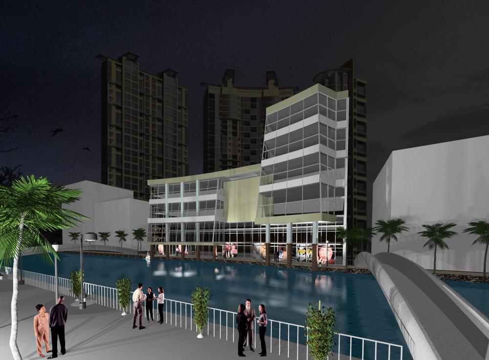 shopping mall by night rendering (nolan ventura)