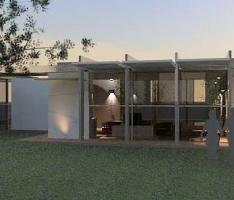 external view dusk rectangolar house