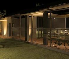 Night view external input rectangular house