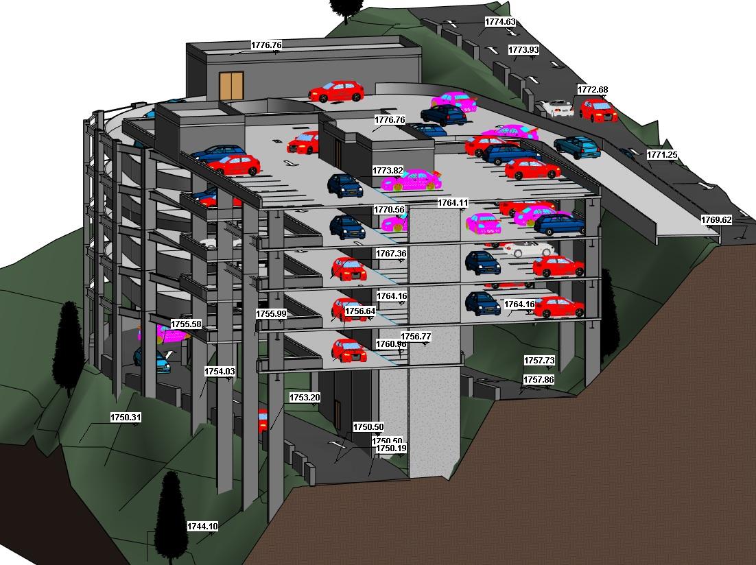 Multi Level Parking on Hill-#D view