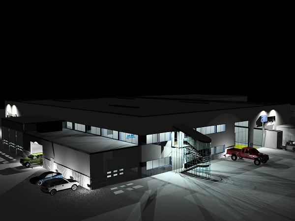 Newspaper press by night